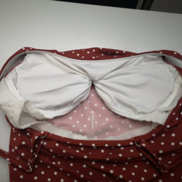 Lands' End Ladies Size 10 Rust w/ White Polka Dots 2 Piece Tankini Bathing Suit - Picture 9 of 15